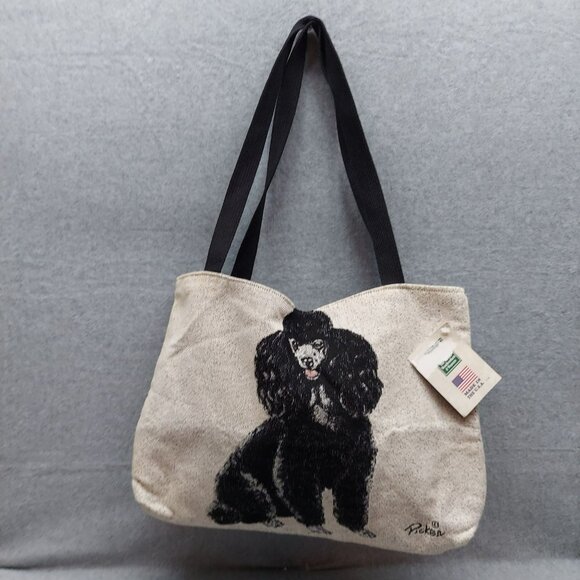 Linda Picken Parker Poodle Tote Bag With Black Straps Made In USA - Picture 1 of 11